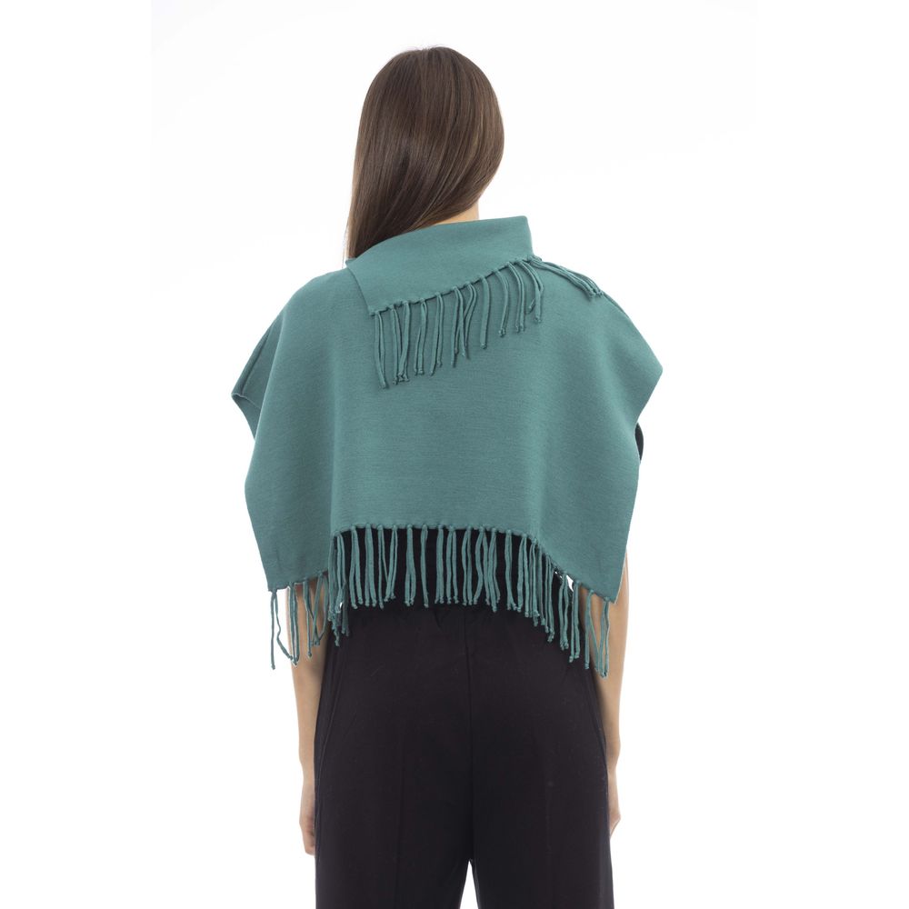 Poncho verde de lana para mujer