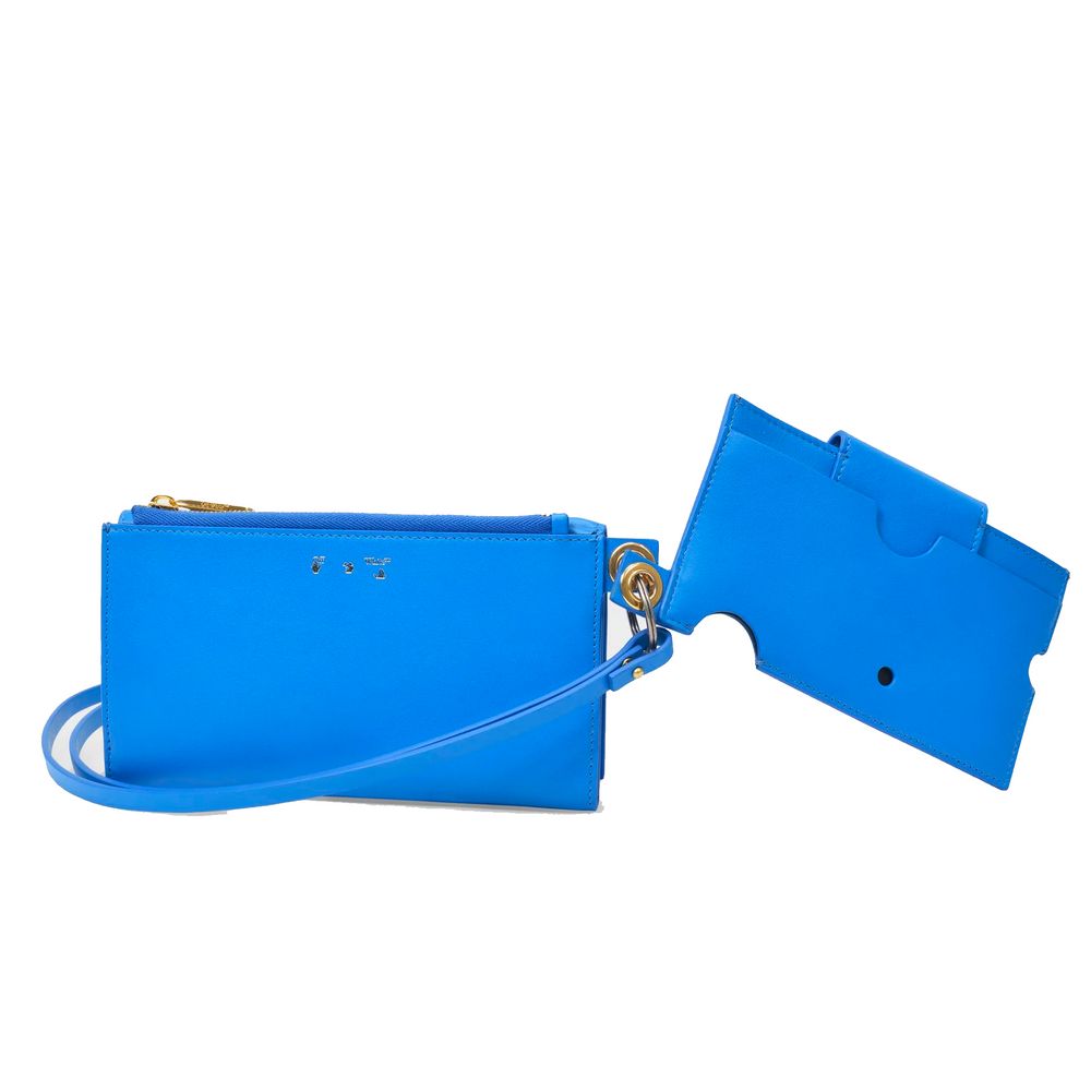 Bolso de hombro de piel azul