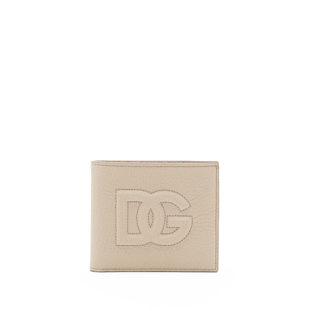 Cartera de piel color beige