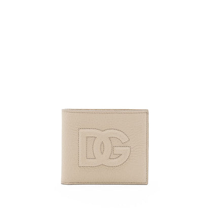 Cartera de piel color beige