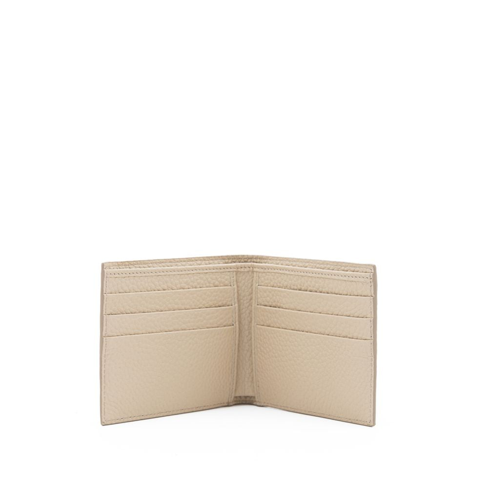 Cartera de piel color beige