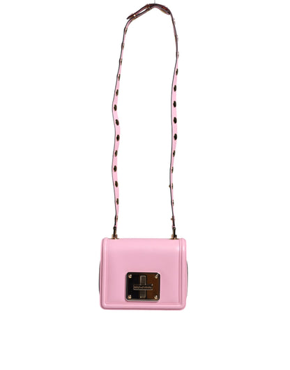 Bolso bandolera con correa tachonada de cuero LOLA en color rosa bebé