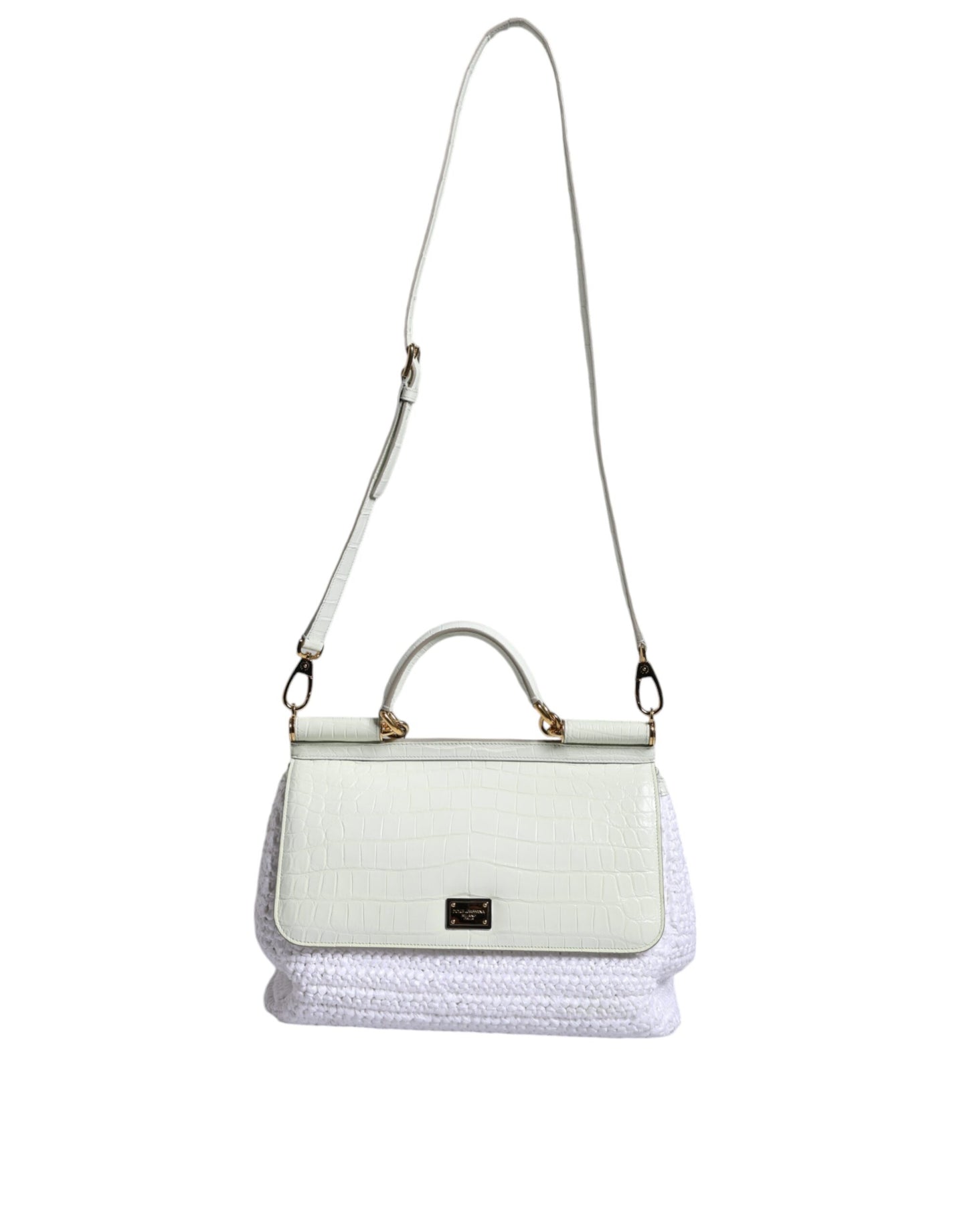 Bolso bandolera SICILY de piel de rafia blanca