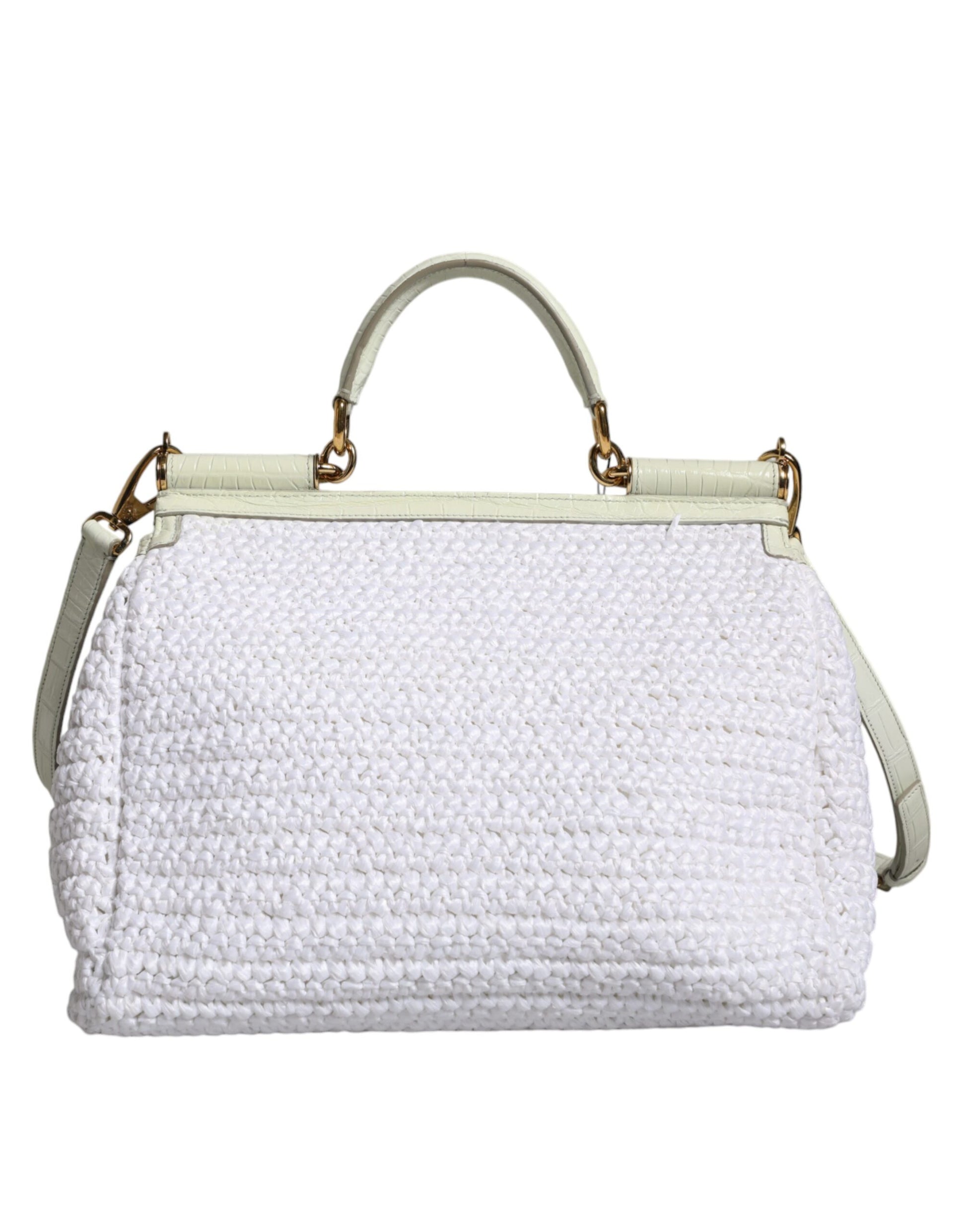 Bolso bandolera SICILY de piel de rafia blanca