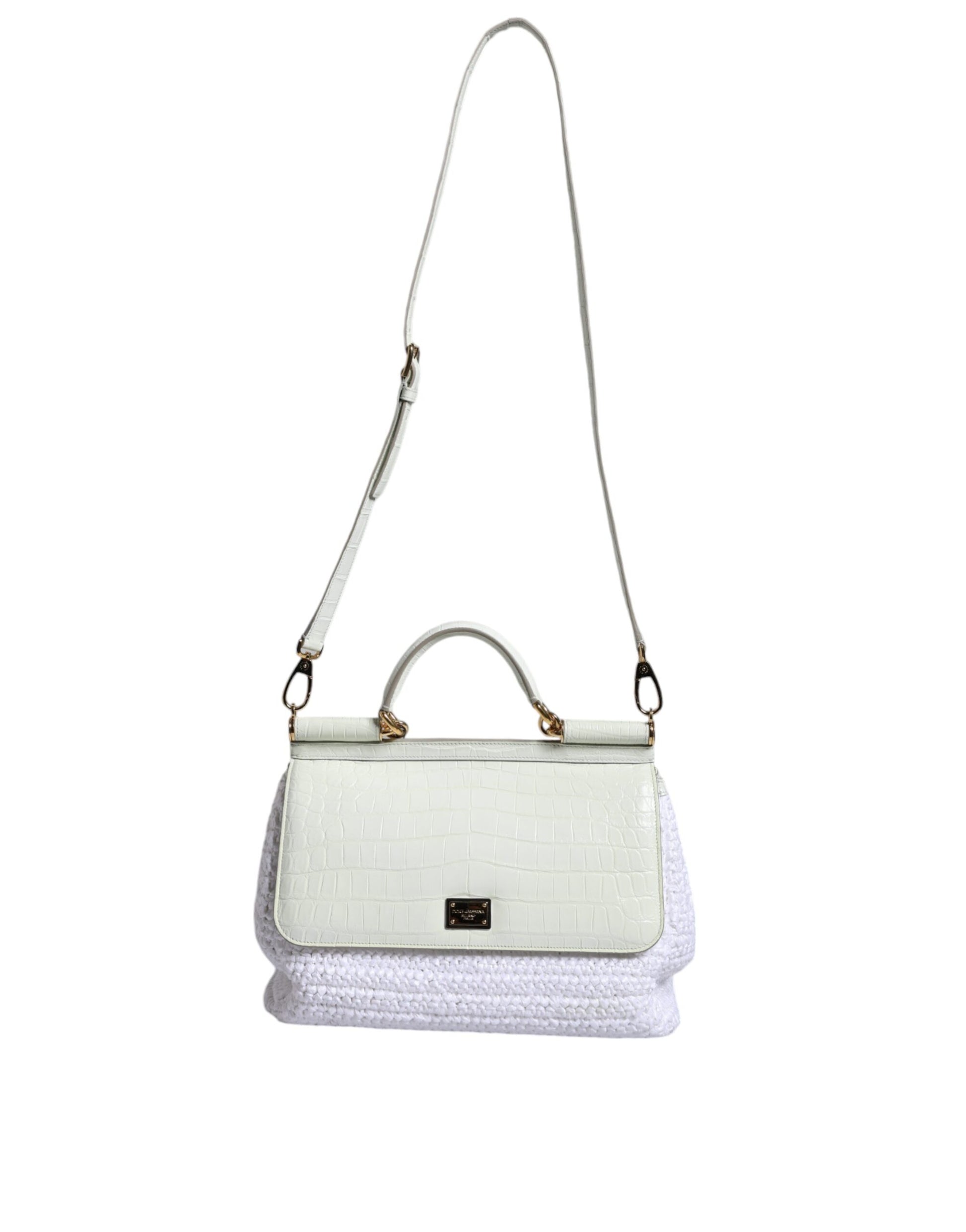 Bolso bandolera SICILY de piel de rafia blanca