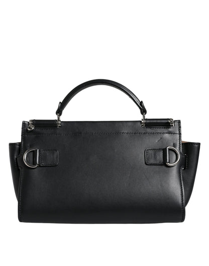 Black Leather SICILY Top Handle Crossbody Bag