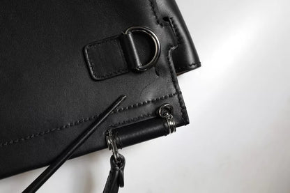 Black Leather SICILY Top Handle Crossbody Bag