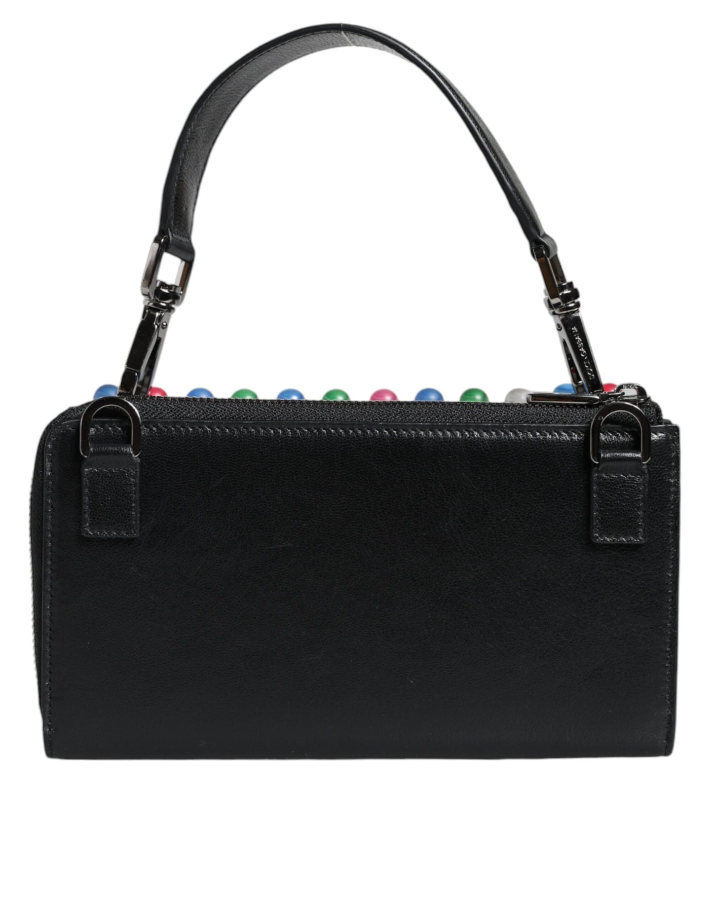 Black Leather Lighted Top Handle Handbag Bag