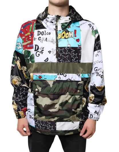 Multicolor Patchwork Cotton Hooded Jacket