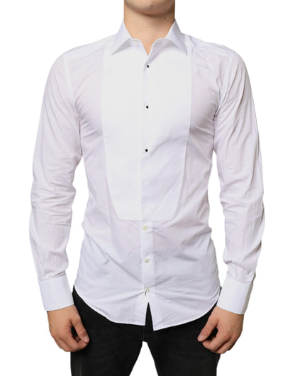 Camisa formal de popelina de algodón con pechera blanca