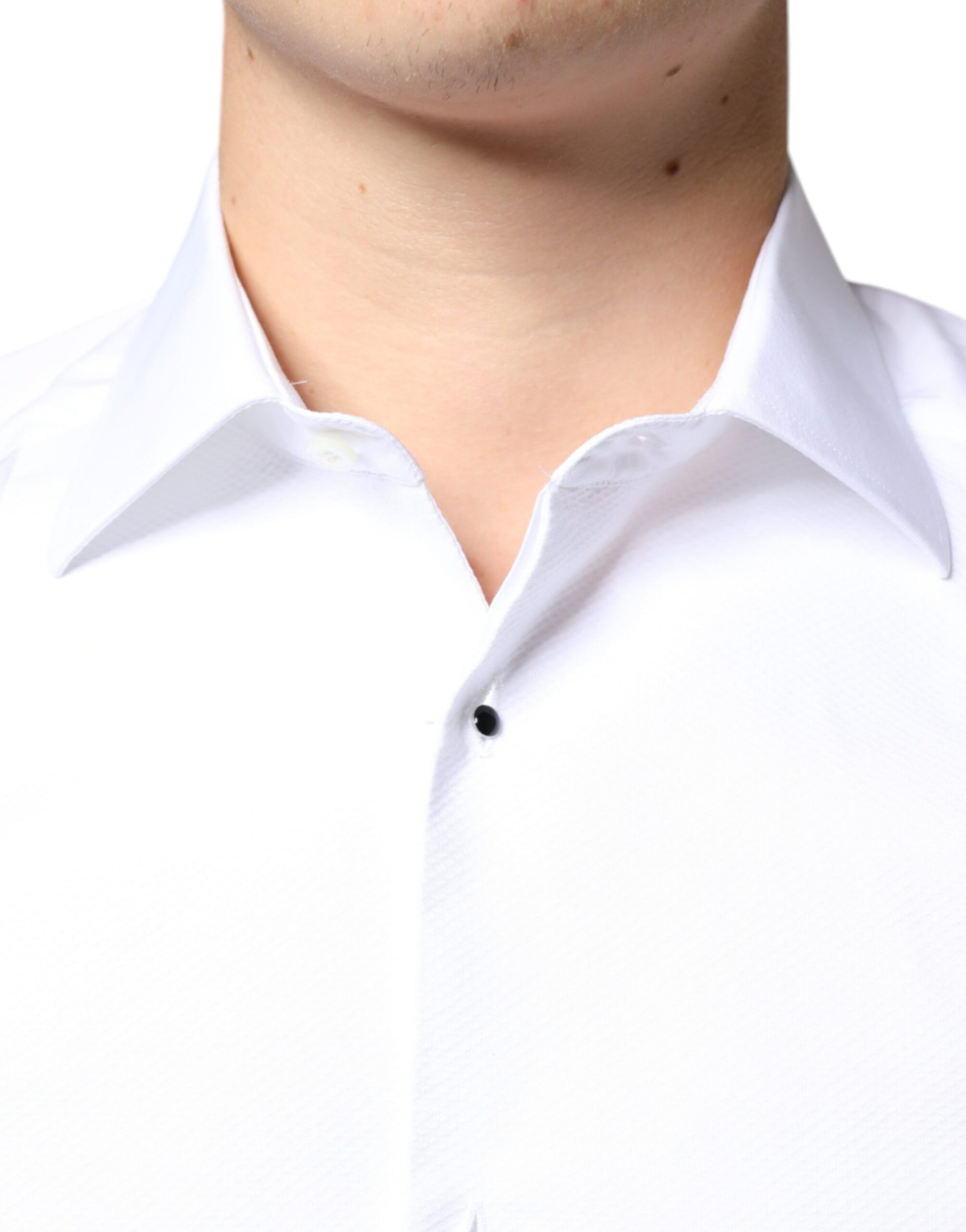 Camisa formal de popelina de algodón con pechera blanca