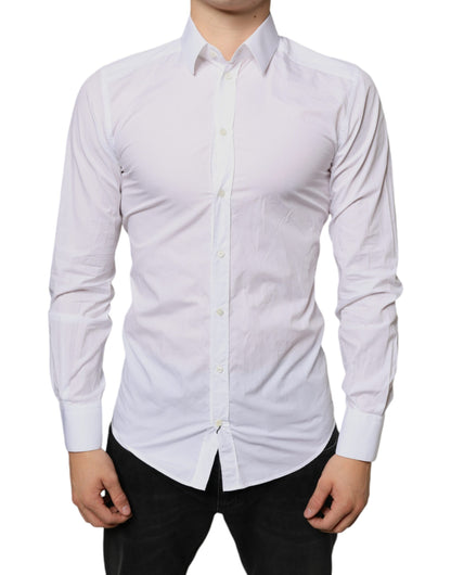 Camisa formal de algodón blanca con cuello para hombre