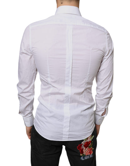 Camisa formal de algodón blanca con cuello para hombre