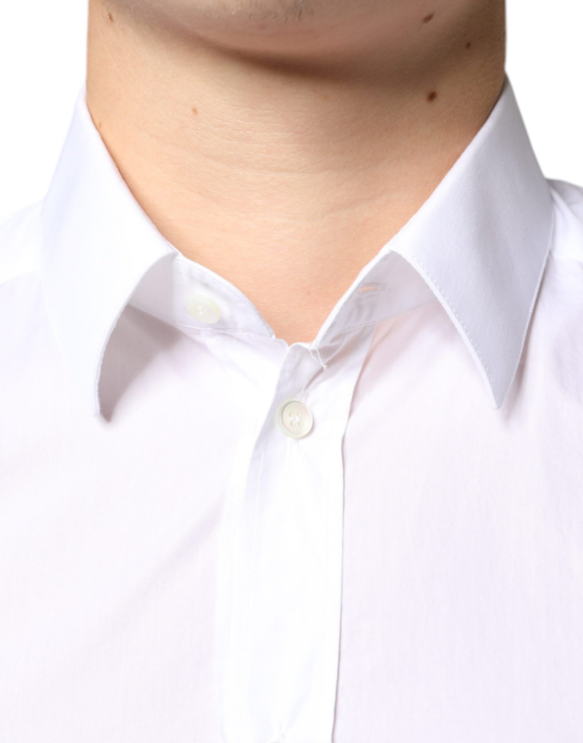 Camisa formal de algodón blanca con cuello para hombre