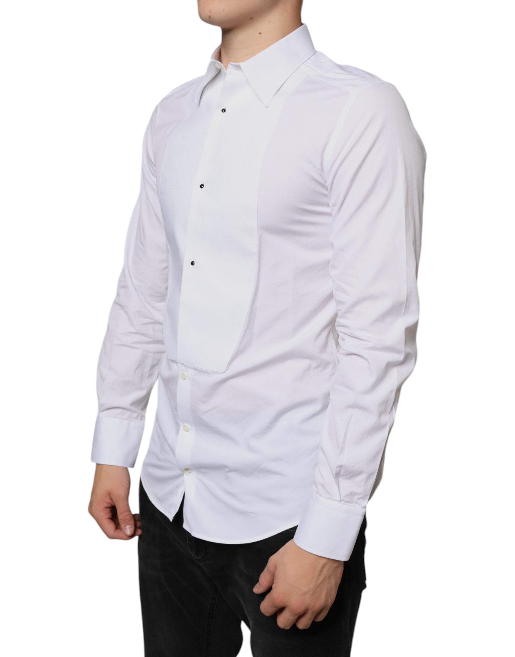 White Bib Cotton Poplin Formal Dress Shirt