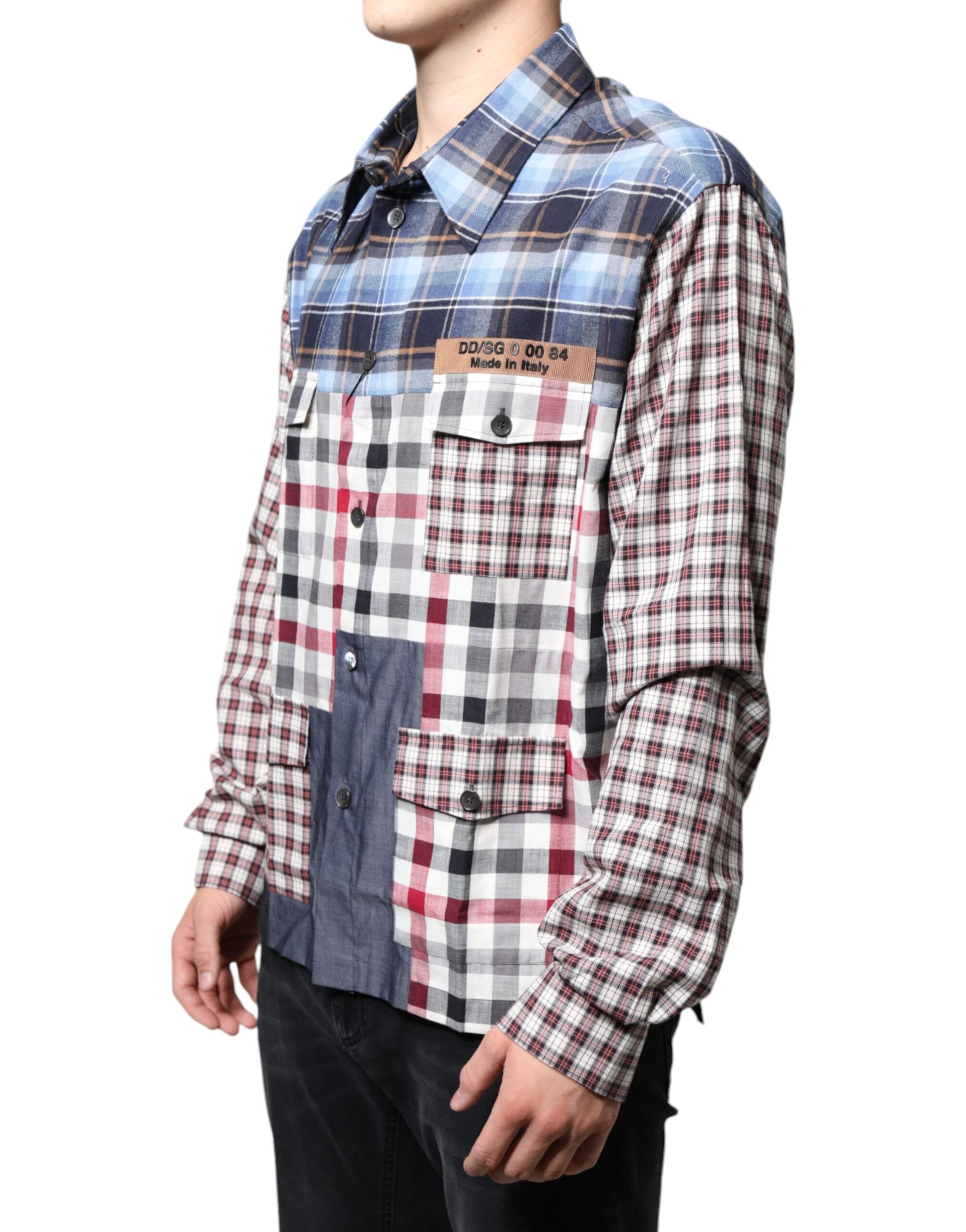 Multicolor Patchwork Button Down Casual Shirt