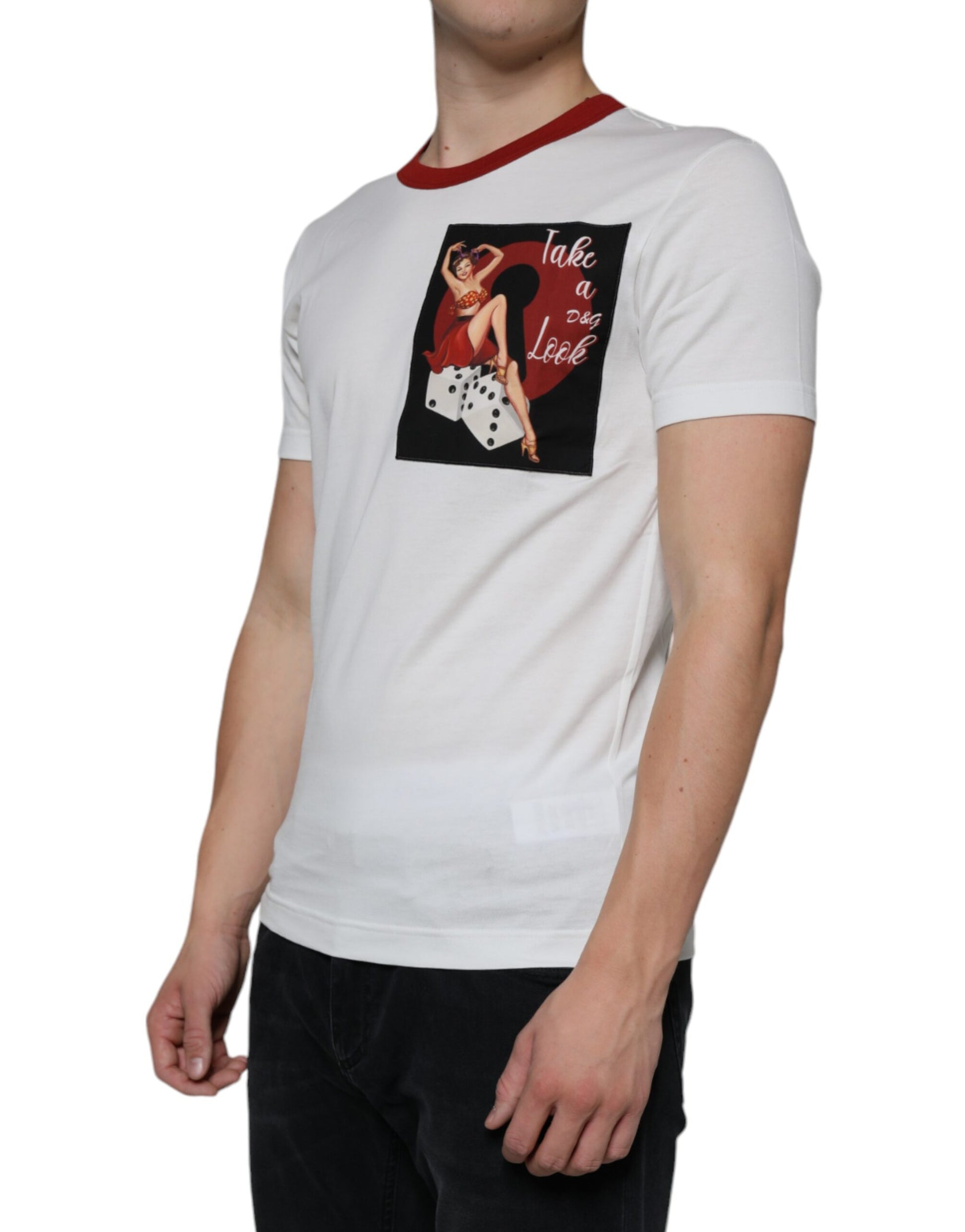 White Graphic Print Cotton Crew Neck T-shirt