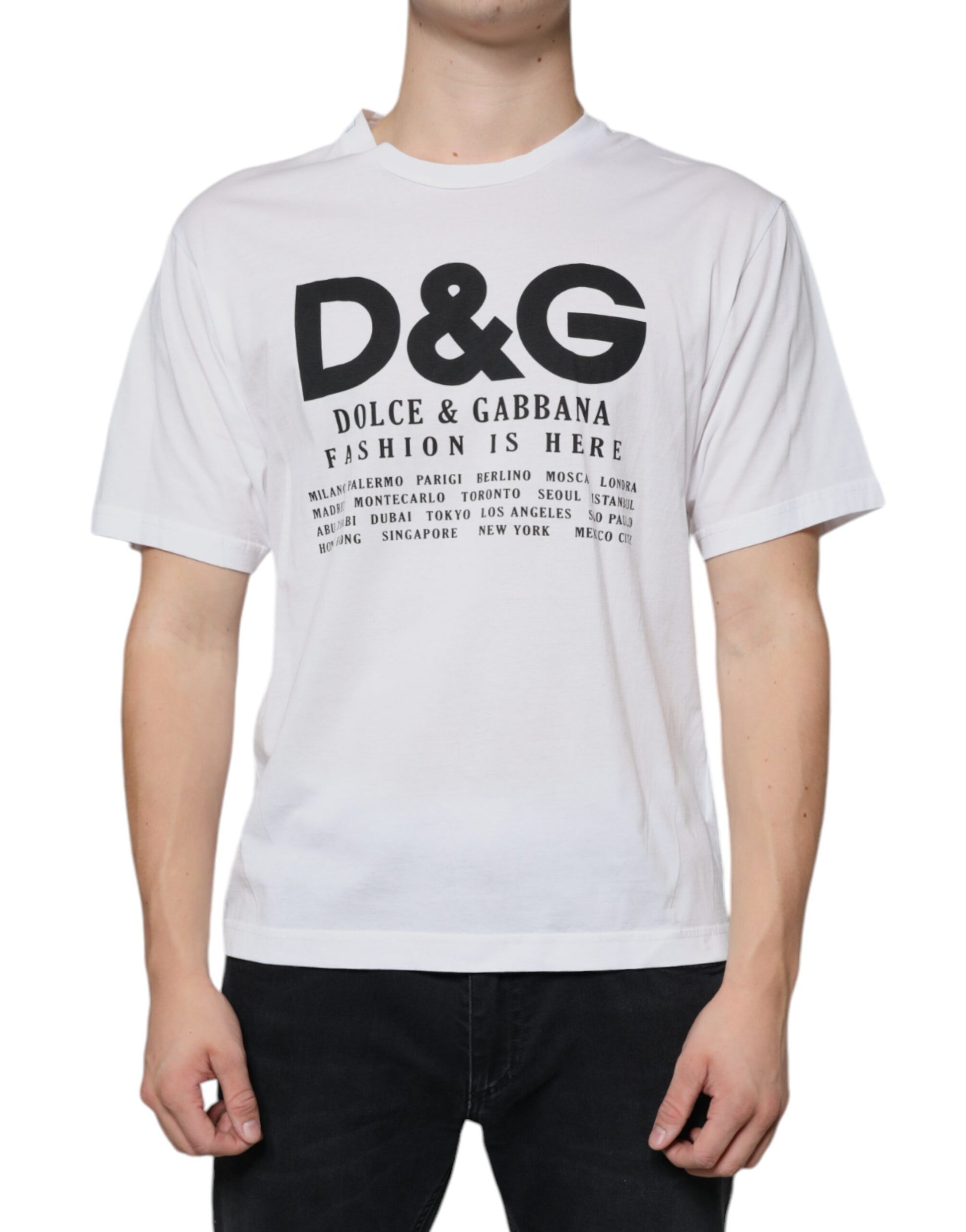 Camiseta informal con estampado del logotipo DG en algodón blanco