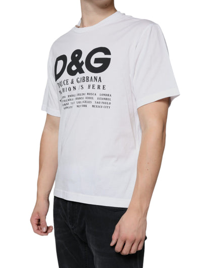 Camiseta informal con estampado del logotipo DG en algodón blanco