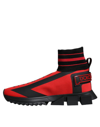 Red Black Fabric High Top Sorrento Sneakers Shoes