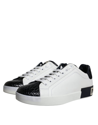 Black Leather Logo Portofino Sneaker Shoes