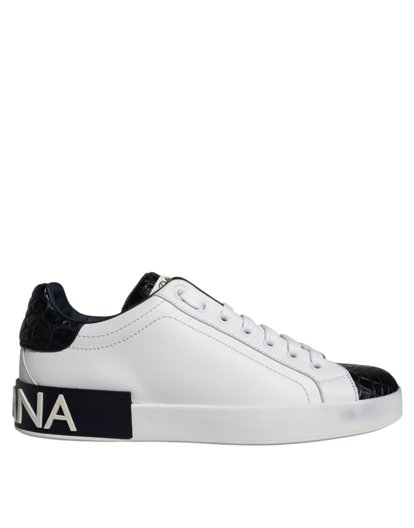 Black Leather Logo Portofino Sneaker Shoes