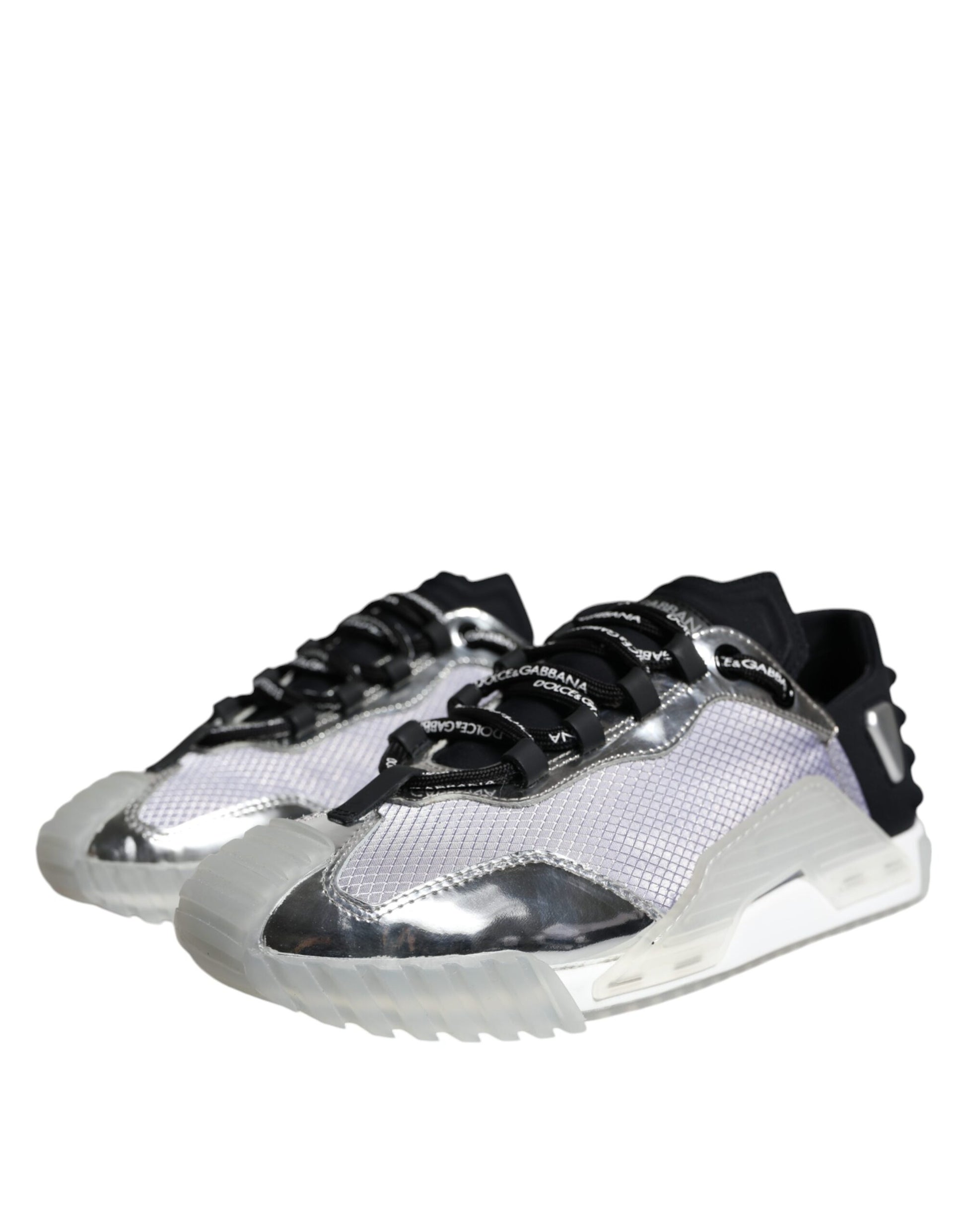 Silver Black Nylon NS1 Low Top Sneakers Shoes