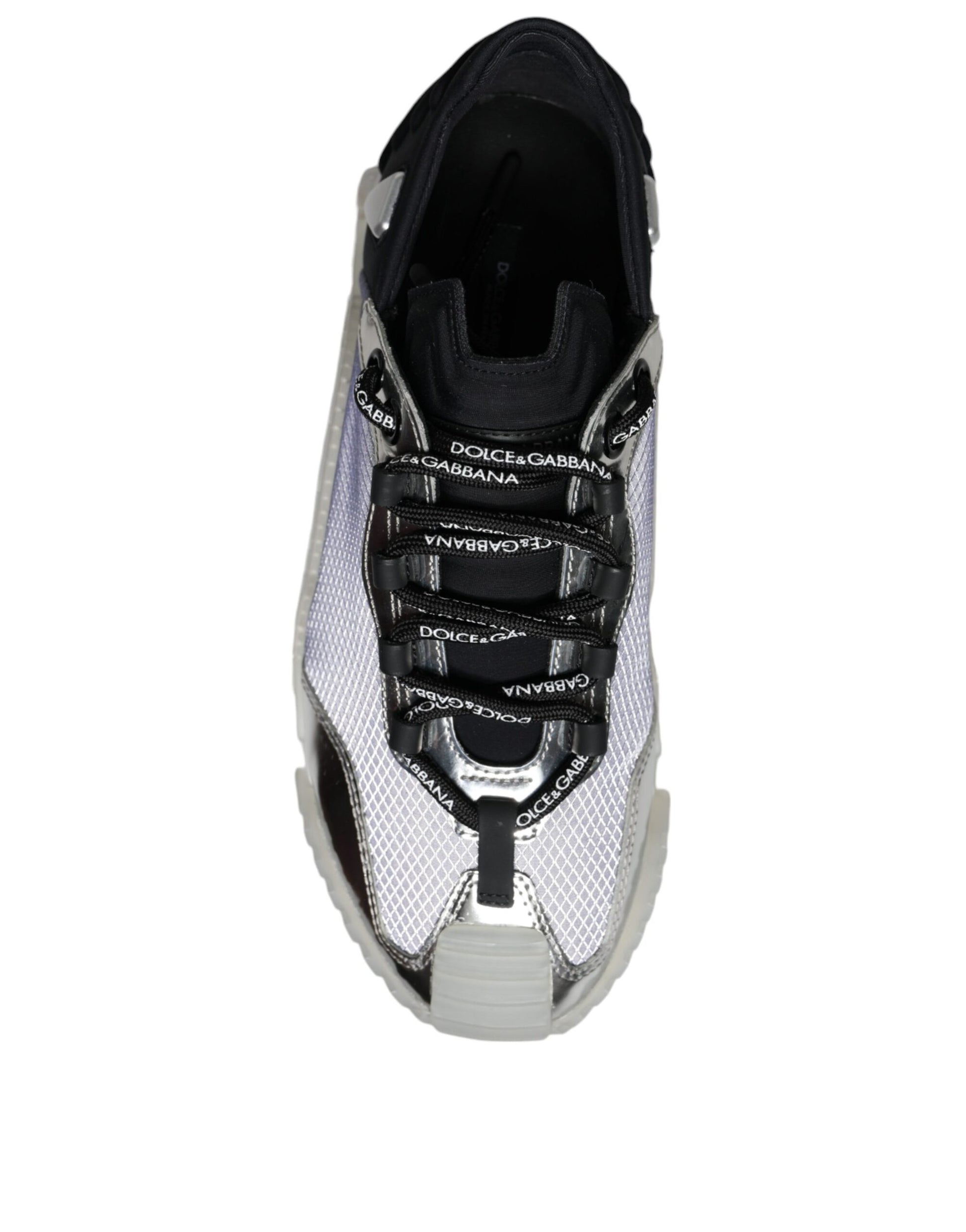 Silver Black Nylon NS1 Low Top Sneakers Shoes