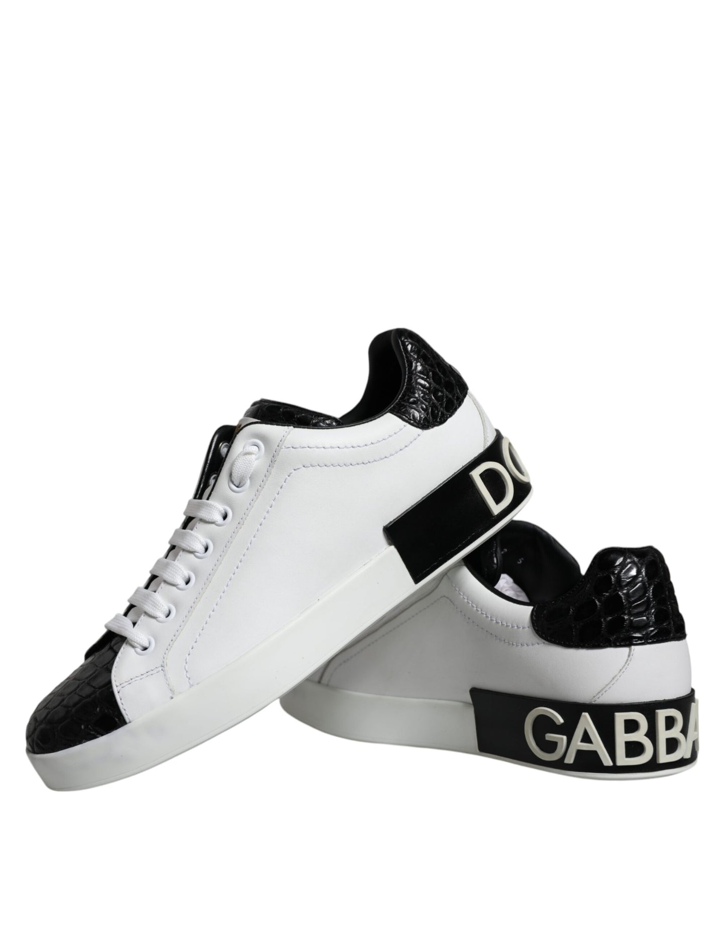 Black Leather Logo Portofino Sneaker Shoes