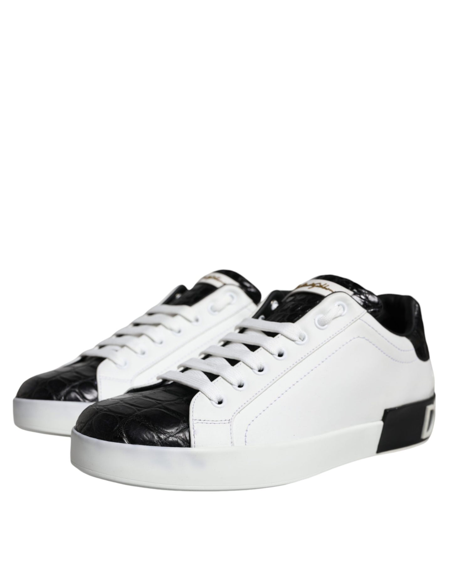 Black Leather Logo Portofino Sneaker Shoes