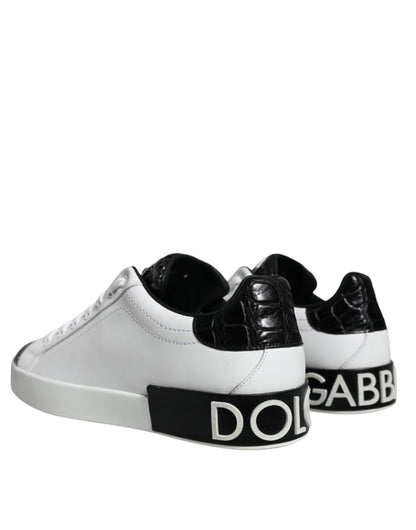 Black Leather Logo Portofino Sneaker Shoes