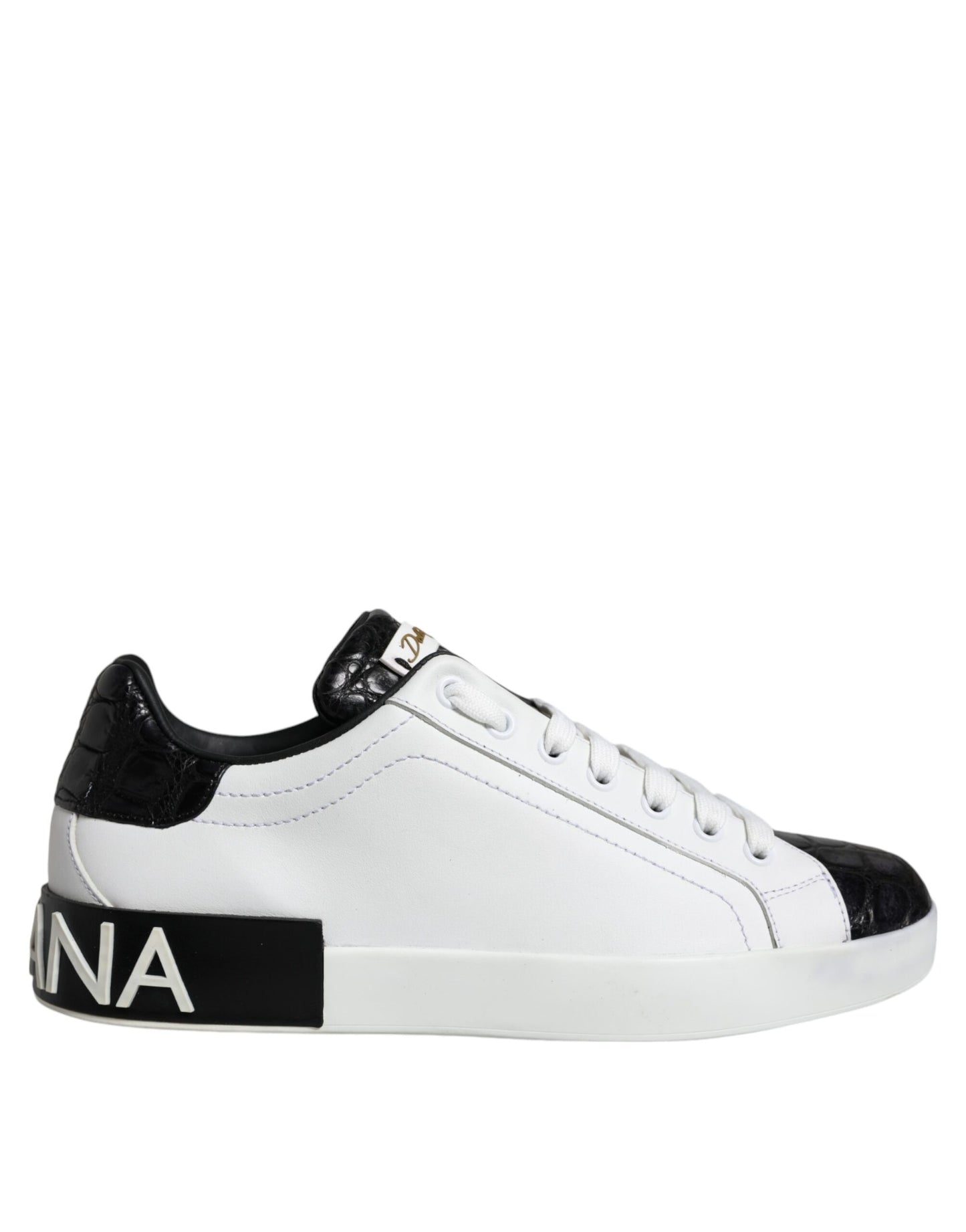 Black Leather Logo Portofino Sneaker Shoes