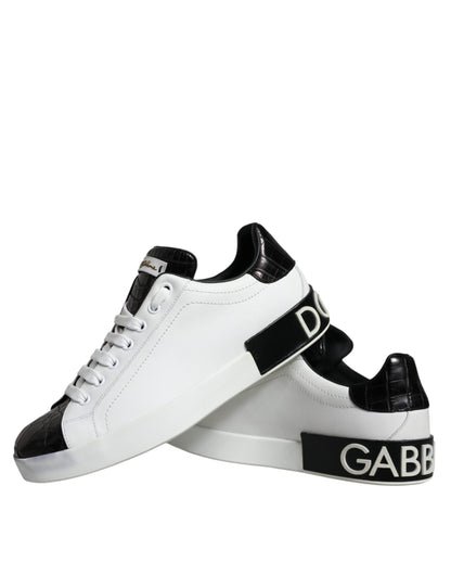 Black Leather Logo Portofino Sneaker Shoes