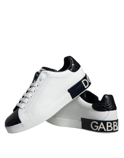 White Leather Logo Portofino Sneaker Shoes