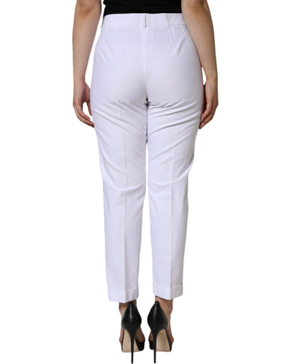 Pantalones cónicos elásticos de algodón blanco