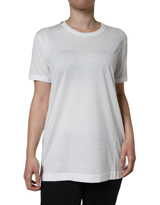 White Cotton Crew Neck Short Sleeve T-shirt