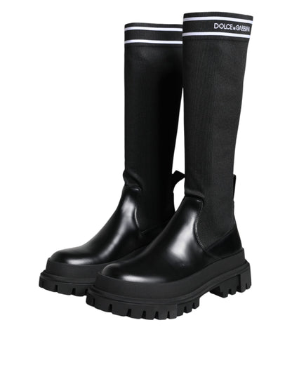 Botas altas con calcetines de poliéster en blanco y negro