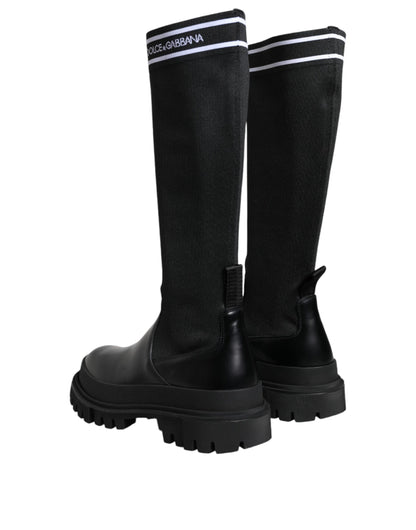 Botas altas con calcetines de poliéster en blanco y negro