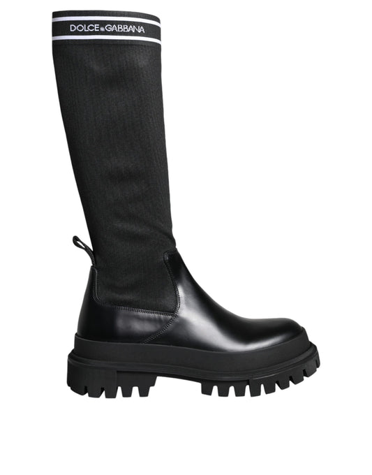 Botas altas con calcetines de poliéster en blanco y negro