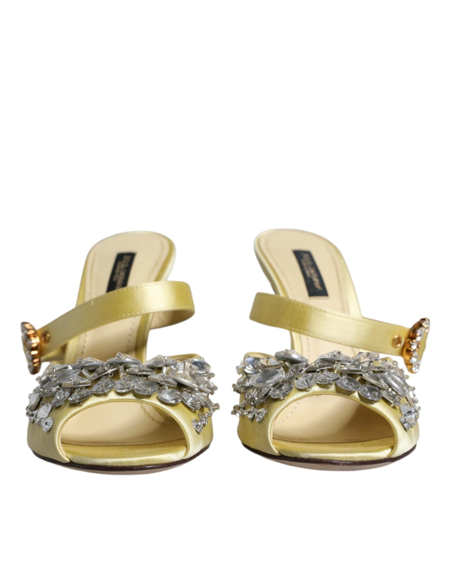 Yellow Crystal Slides Heels Sandals Shoes