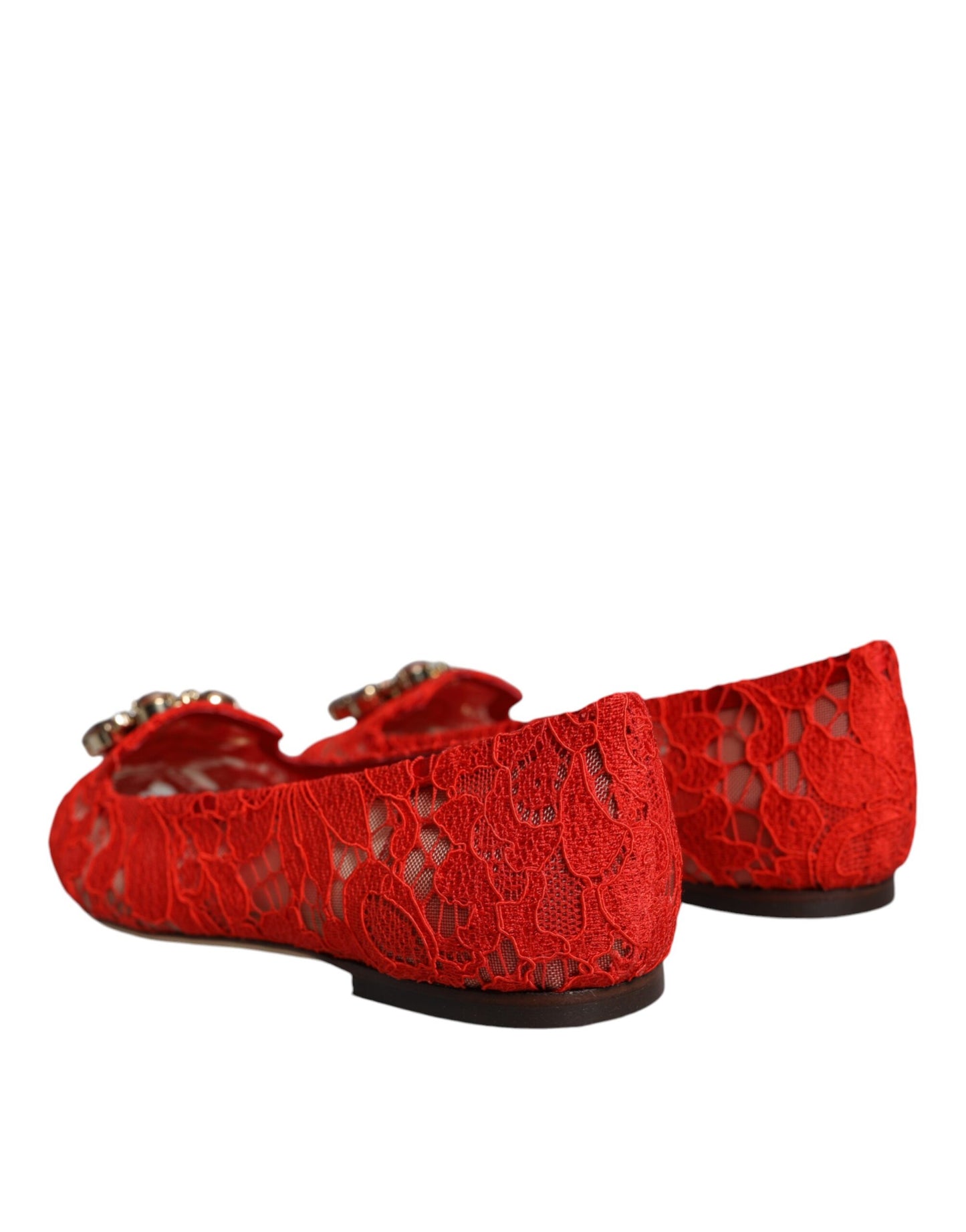 Encaje Rojo Crystal Ballet Flats Mocasines Zapatos