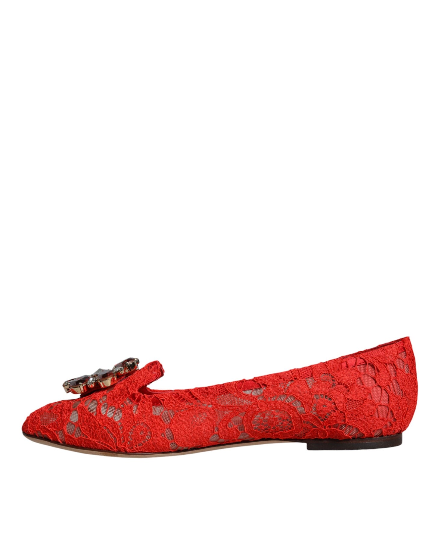 Encaje Rojo Crystal Ballet Flats Mocasines Zapatos