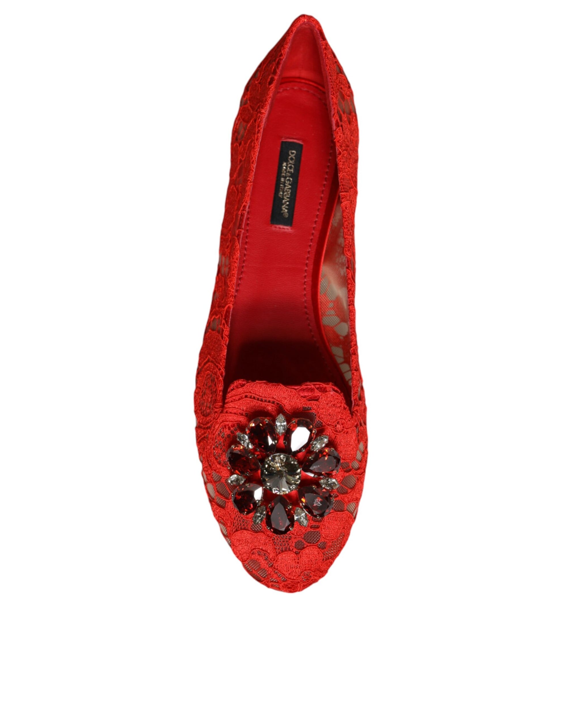 Encaje Rojo Crystal Ballet Flats Mocasines Zapatos