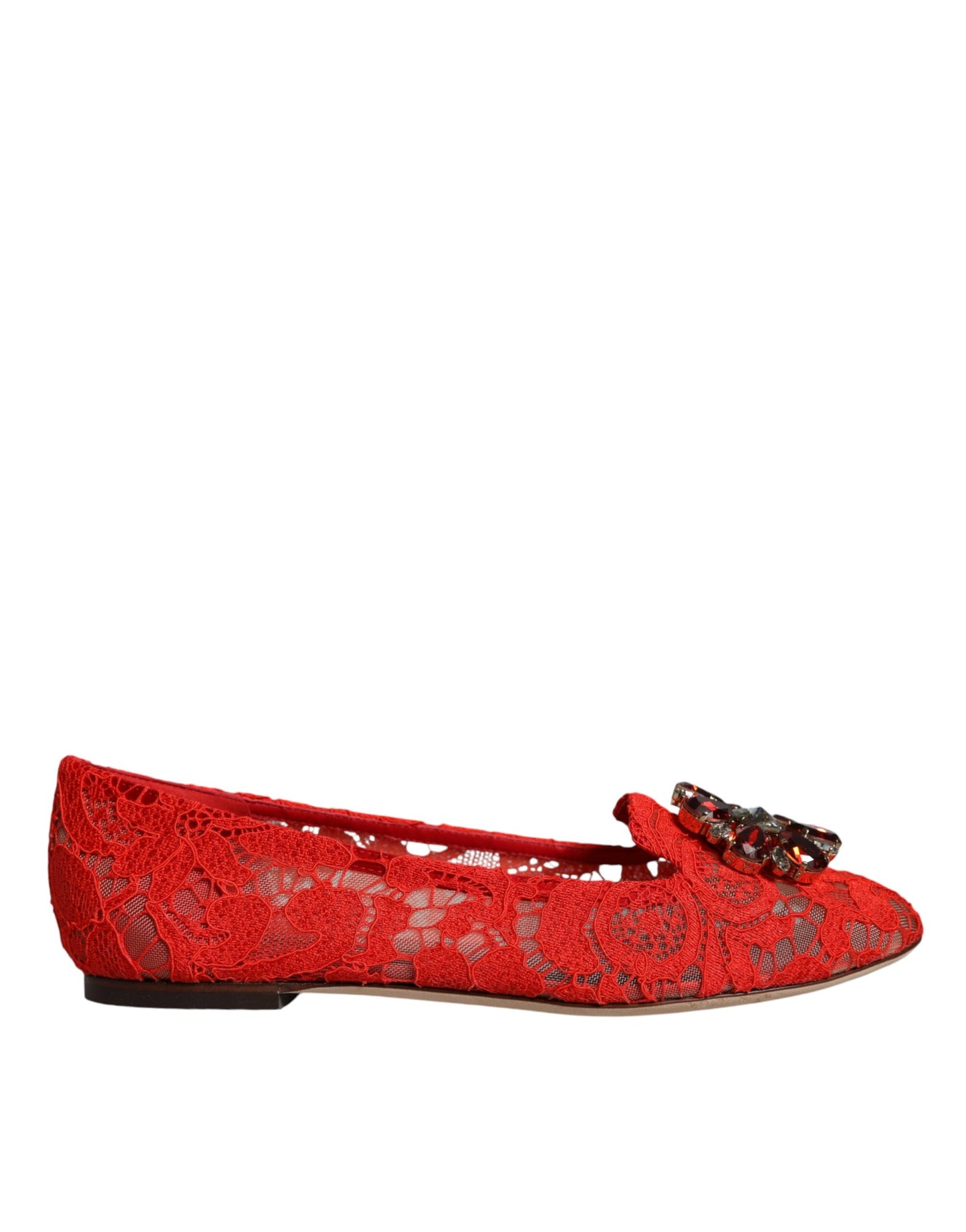 Encaje Rojo Crystal Ballet Flats Mocasines Zapatos