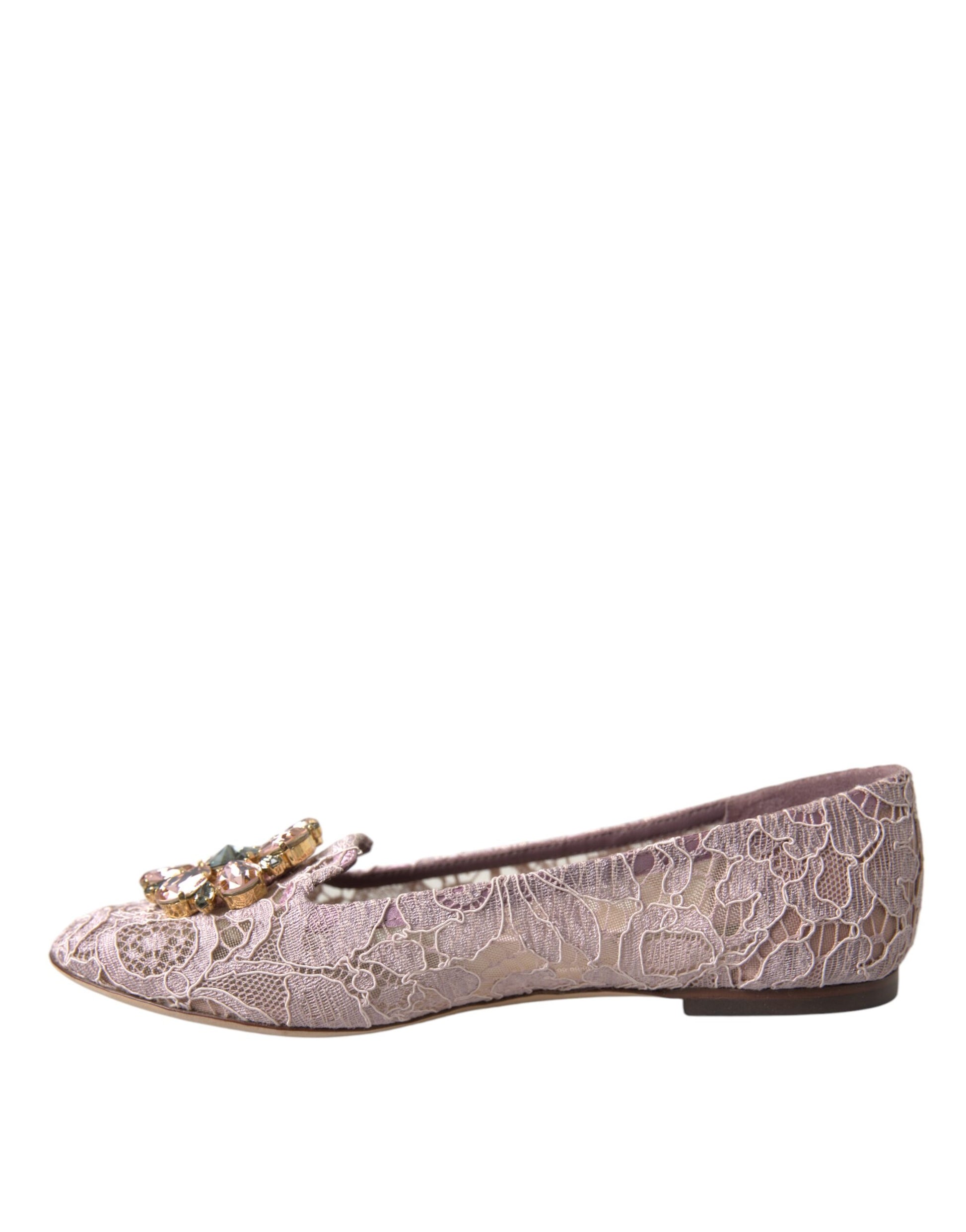 Pink Lace Crystal Ballet Flats Loafers Shoes