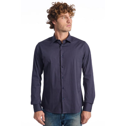 Camisa de algodón azul para hombre