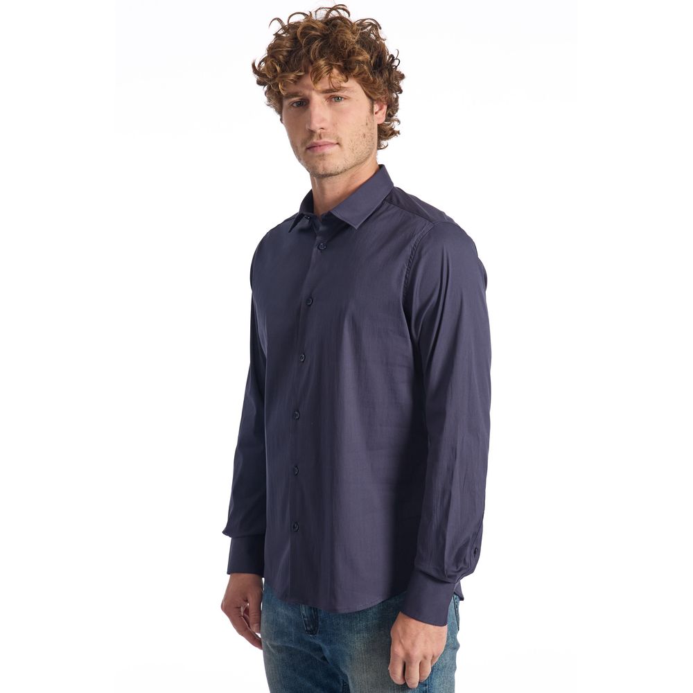 Camisa de algodón azul para hombre