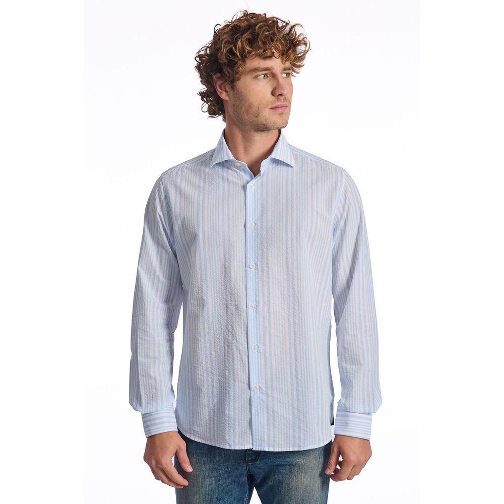 Camisa de algodón azul claro para hombre