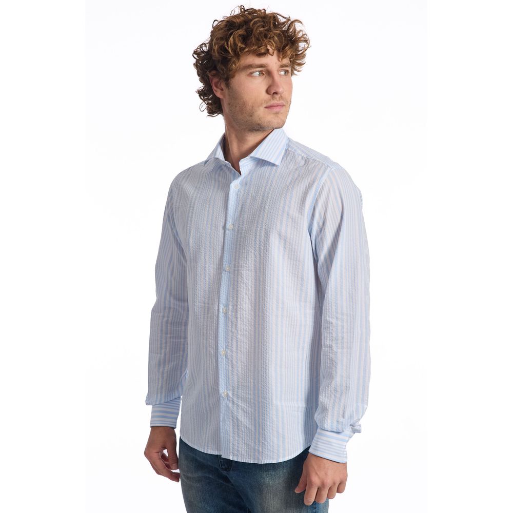 Camisa de algodón azul claro para hombre