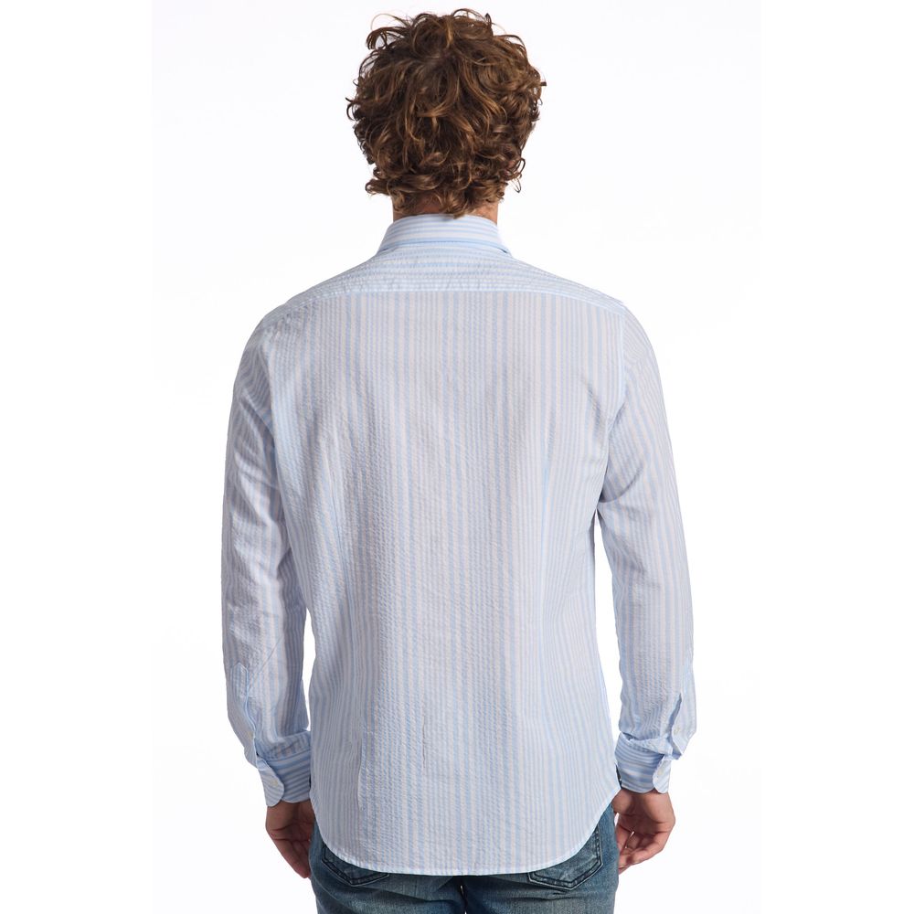 Camisa de algodón azul claro para hombre